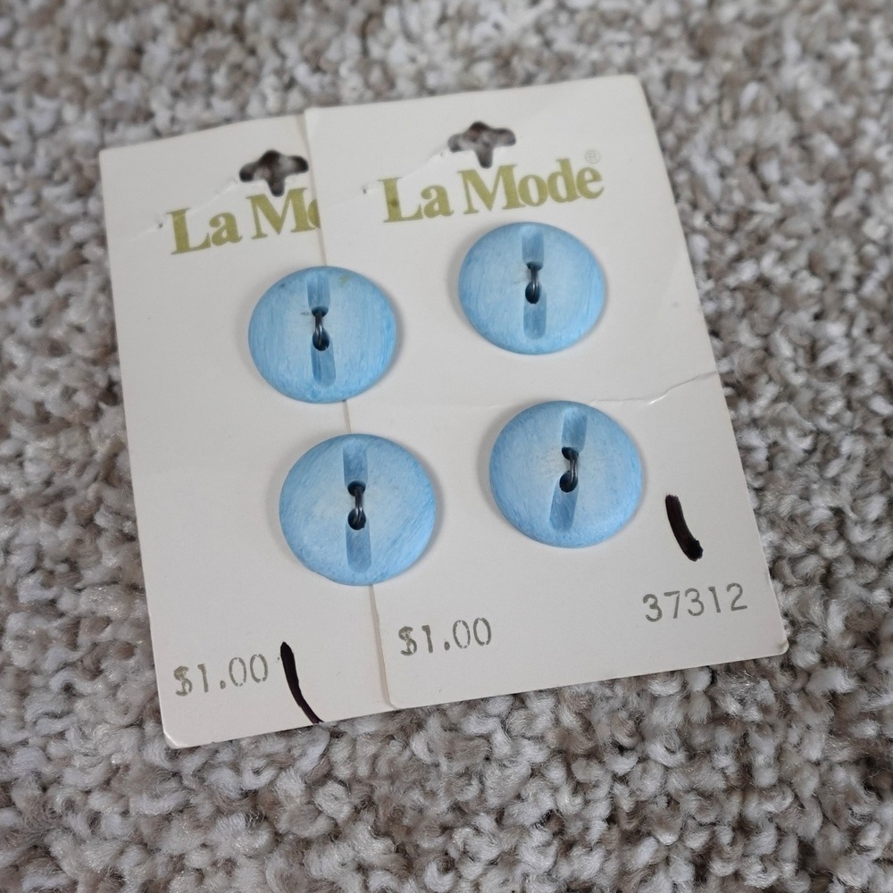 4‎ Vintage La Mode Blue Buttons 19mm 3/4 Inch Round Textured Holland 37312